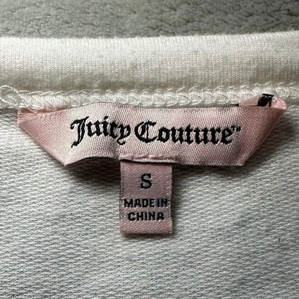 Juicy Couture Shirt Women Size S White Key‎ Hole Neck Preppy Academia Stretch - Picture 9 of 11